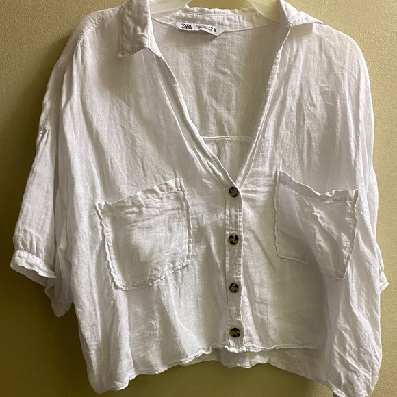 Zara• White• Button-Down Blouse - Picture 7 of 7